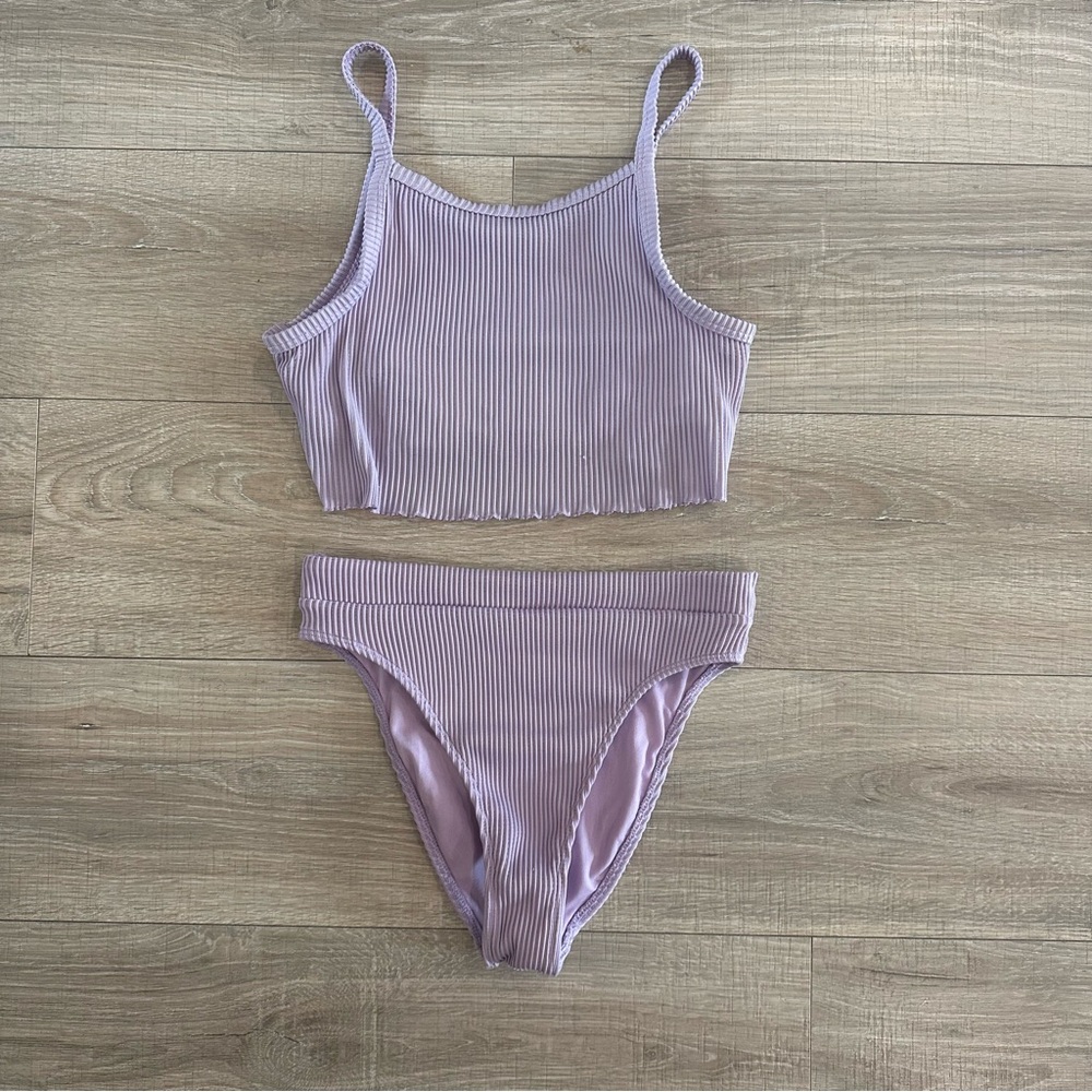 Hollister Lavender Ribbed Bikini Set